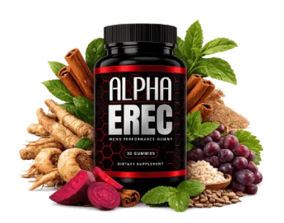 Alpha Erec Men's Performance Gummies bottle with natural botanical ingredients